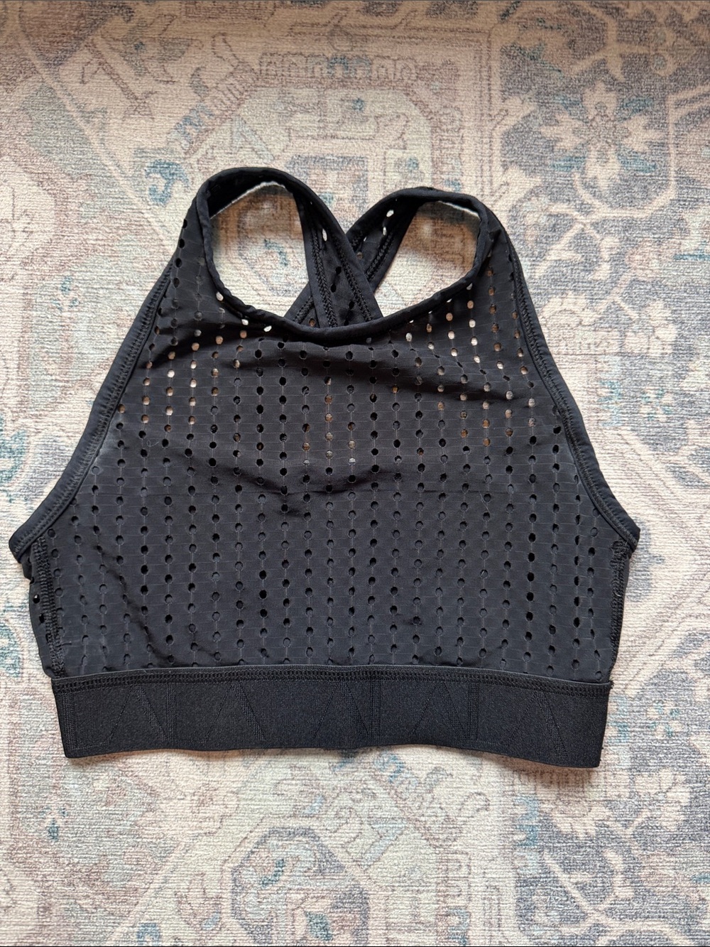 Alala Black Perforated High Neck Sports Bra